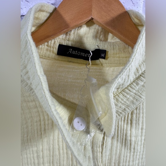 Yellow Button-Up Textured Shirt-Amazon brand - Picture 5 of 9